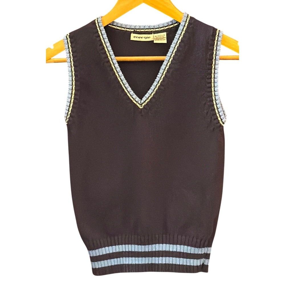 Vintage 90's Y2K Energie Sweater Vest Preppy Collegiate Dark Academia Classic